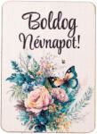  4db. "Boldog névnapot! " feliratos dekor fa tábla 7 x 5cm (GV04-14)