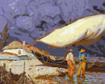 Ideyka Set pictura pe numere, cu sasiu, Pescari - Tolstukhin Artem, 40x50 cm (KHO2611) Carte de colorat
