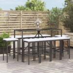 vidaXL 11 részes fekete polyrattan párnákkal 3187639