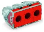 Wago Vezetékösszekötő 3 pólusú nem oldható piros tömör 3x2, 5-6mm2 41A (WAGO773173)