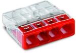 Wago Vezetékösszekötő 4 pólusú nem oldható piros tömör 4x0, 5-2, 5mm2 24A (WAGO2273204)