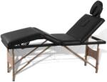 vidaXL Masă de masaj pliabilă 4 părți cu cadru din lemn Negru (110095)