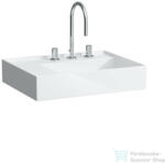 Laufen Kartell By Laufen 60x46 cm-es túlfolyó nélküli mosdó 3 csaplyukkal, bal oldali polccal, LCC bevonattal, fehér H8103354001581 (H8103354001581)