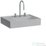 Laufen Kartell By Laufen 60x46 cm-es túlfolyó nélküli mosdó 3 csaplyukkal, bal oldali polccal, matt szürke H8103357591581 (H8103357591581)
