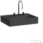 Laufen Kartell By Laufen 60x46 cm-es túlfolyó nélküli mosdó 3 csaplyukkal, bal oldali polccal, graphite matt H8103357581581 (H8103357581581)