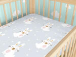 Goldea gyermek körgumis pamut lepedő kiságyba - álmodozó nyuszik 60 x 120 cm