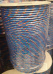  PP fonatolt kötél kék, 3 mm, piros+sárga jelölőszínnel
