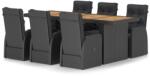 vidaXL 7 részes fekete polyrattan párnákkal 3059346