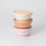 Miniware Set 3 boluri cu capac hrana bebelusi Miniware, 100% din materiale naturale biodegradabile, Cotton Candy+Toffee+Vanilla (mw_MWCB3CTV) Set pentru masa bebelusi