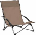 vidaXL Scaune de plajă pliante, 2 buc. , gri taupe, material textil (312492)