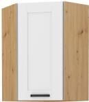 TEMPO KONDELA Dulap superior, de colţ, alb/stejar artizan, LULA 58x58 GN-90 1F