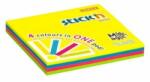 Stick`n by Hopax Blocnotes autoadeziv, 76x76 mm, 100 de coli, STICK N "Magic Pad", culori neon, 100 de coli