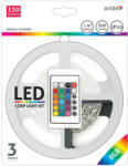 Avide LED szalag szett adapterrel és vezérlővel, 12V 7.2W/m, 30LED/m, RGB, IP20, 3m (ABLSBL12V5050-30RGB)