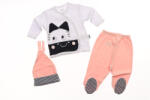 Miniworld Set nou nascuti 3 piese bluzita, pantaloni, caciulita somon bumbac 3-6 luni (15718-3-6)