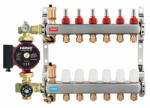  Pachet grup de amestec cu pompa Ferro 25/60, vana termostatica, distribuitor-colector 6 cai cu racord eurocon pentru incalzire in pardoseala (GM-WP/0204W/SN-RZP06S/MR-SET)