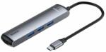 Baseus Hub - USB-C la HDMI, Type-C, 3x USB, RJ45 - Baseus (CAHUB-J0G) - Grey (KF2311557)