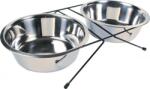 TRIXIE set de 2 castroane inox cu suport (2 x 2.8 liter | 24 cm) (24834)