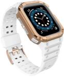 gigapack Pótszíj (egyedi méret, szilikon, közepesen ütésálló, állítható + szilikon keret) FEHÉR / ROZÉARANY Apple Watch Series 4 40mm, Apple Watch Series 5 40mm, Apple Watch Series 1 38mm, Apple W (GP-141551)