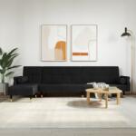 vidaXL Canapea extensibilă în formă de L negru 271x140x70 cm catifea (3157224) Canapea