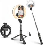  Multifunkcionális selfie bot, kihajtható háromlábú állvánnyal és világosító fénnyel - Q07 (Q07)
