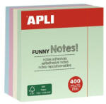 APLI Öntapadó jegyzettömb, 75x75 mm, 400 lap, APLI "Funny", pasztell (LNP10972) - bestoffice