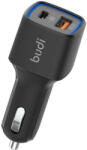 budi LED Car Charger, USB + USB-C, 18W, PD + QC 3.0 (Black)