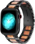 XPRO Apple Watch rozsdamentes acél fa berakással szíj Fekete / Barna 42mm/44mm/45mm/49mm (128065) (128065)