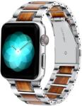XPRO Apple Watch rozsdamentes acél fa berakással szíj Ezüst / Barna 42mm/44mm/45mm/49mm (128064) (128064)