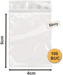  Pungi Cu Fermoar, Set 100 bucăți, 40x60mm, 50my (ZIP-40-60-100)