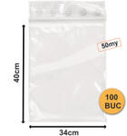 Pungi Cu Fermoar, Set 100 bucăți, 340x400mm, 50my (ZIP-340-400-100)