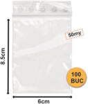  Pungi Cu Fermoar, Set 100 bucăți, 60x85mm, 50my (ZIP-60-85-100)
