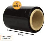  Set 30 buc Folie Stretch manuala neagra 100mm, 134m, 0.3 Kg (FSN-10cm-30R)