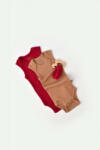 BabyCosy Set 2 body-uri fara maneci bebe unisex din bumbac organic si modal - Maro/Rosu, Baby Cosy (BC-CSYM11111-18)