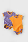 BabyCosy Set 2 body-uri Ribana Bebe Unisex din bumbac organic si 5%elastan - Galben/Mov (BC-CSYR4202-18)