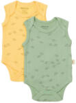 BabyCosy Set 2 body-uri fara maneci Printed, BabyCosy, 50% modal+50% bumbac, Lamaie/Verde (Marime: 0-3 Luni) (BC-CSYM11116-18)