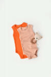 BabyCosy Set 2 body-uri fara maneci bebe unisex din bumbac organic si modal - Rodie/Piersica, Baby Cosy (BC-CSYM11114-18)