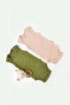 BabyCosy Set 2 body-uri fara maneci bebe unisex din bumbac organic si modal - Verde/Blush, Baby Cosy (BC-CSYM11112-18)