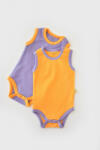 BabyCosy Set 2 body-uri fara maneci Ribana Bebe Unisex din bumbac organic si 5%elastan - Galben/Mov (BC-CSYR4102-18)