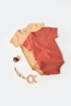 BabyCosy Set 2 body-uri bebe unisex -100% bumbac organic - Mustar/ Scortisoara, Baby Cosy (BC-CSY3023-18)