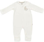 BabyCosy Salopeta cu fermoar Girafa, BabyCosy, 100% bumbac organic, Ecru (BC-CSY3041-18)