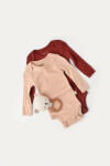 BabyCosy Set 2 body-uri cu maneca lunga bebe unisex din bumbac organic si modal - Caramiziu/Somon, Baby Cosy (BC-CSYM11313-18)