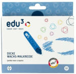 edu3 Zsírkréta EDU3 jumbo kerek hegyezett 12 színű (3131012) - papir-bolt