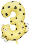 Partydeco Számos lufi 34" 86cm óriás állatos szám, számjegy 3-as, cica (LUFI435405)