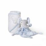 Inter Baby Set cadou bebe cu prosop baie si jucarie plus elefantel Inter Baby - bleu (IBSET33-11)