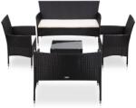 vidaXL 5 részes fekete polyrattan párnákkal 45893
