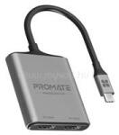 PROMATE Átalakító - MEDIALINK H2 (USB-C adapter, 2x4K HDMI, szürke) (MEDIALINK-H2) (MEDIALINK-H2) - mysoft