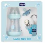 Chicco Set cadou Chicco Lovely Baby Boy (biberon, suzeta, lantisor), bleu (albastru), 0luni+ (2021162-7)