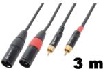 PD CONNEX CX66-3 sztereo jelkábel (2x XLR papa - 2x RCA) - (3 m) (176683)