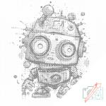  PontPöttyöző - Aranyos robot Méret: 50x50cm, Keretezés: Keret nélkül (csak a vászon), Szín: Fekete