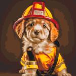  Festés számok szerint - Tűzoltó kutyája Méret: 50x50cm, Keretezés: Keret nélkül (csak a vászon)